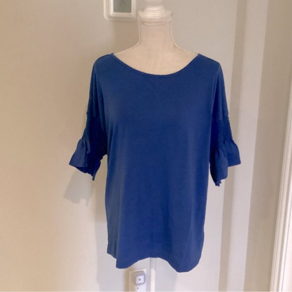 SHEIN Blue 3/4 Sleeve Relaxed Blouse